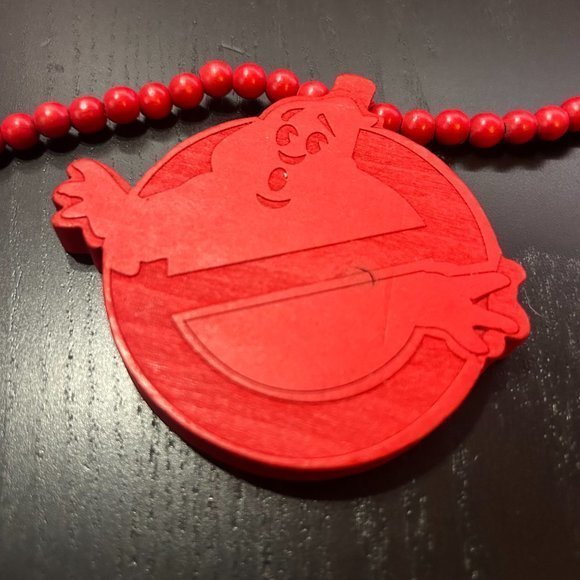 GoodWood NYC Ghostbusters Necklace Wooden Pendant Wooden Beaded - Picture 2 of 4
